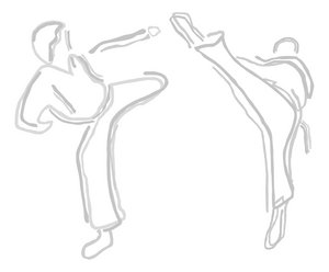 Ein Bild von einer Illustration zweier Kampfsportler, erstellt in Adobe Illustrator